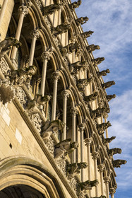 France, Côte-d'Or (21), Dijon, zone classée Patrimoine Mondial de l'UNESCO, église Notre Dame, gargouilles en facade