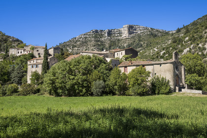 France, Herault, the Causses and the Cevennes, Mediterranean agro pastoral cultural landscape, listed as World Heritage by UNESCO, La Vis river gorges, Saint Maurice Navacelles, Cirque de Navacelles, the hamlet of Navacelles