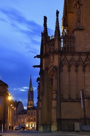 France, Moselle, Metz, Saint Etienne (Saint Stephen) cathedral and the bell tower of the old temple of Garrison in the background