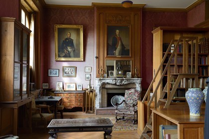 France, Meurthe-et-Moselle, Saintois region, Thorey-Lyautey,  Marshal of France Hubert Lyautey castle, his library