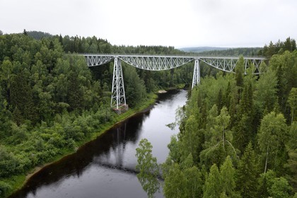 Sweden, Vasterbotten County, Umea region, Northern Main Line railway (Norra stambanan), Tallberg bridge built in 1881 on the river Öreälven