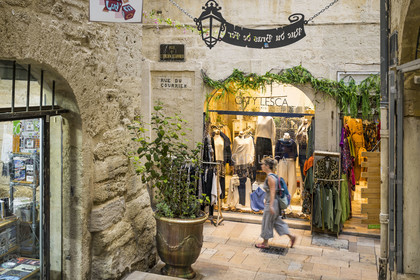 France, Herault, Montpellier, historic center called the Ecusson, at the corner of rue du Bras de Fer and rue de l'ancien Courrier