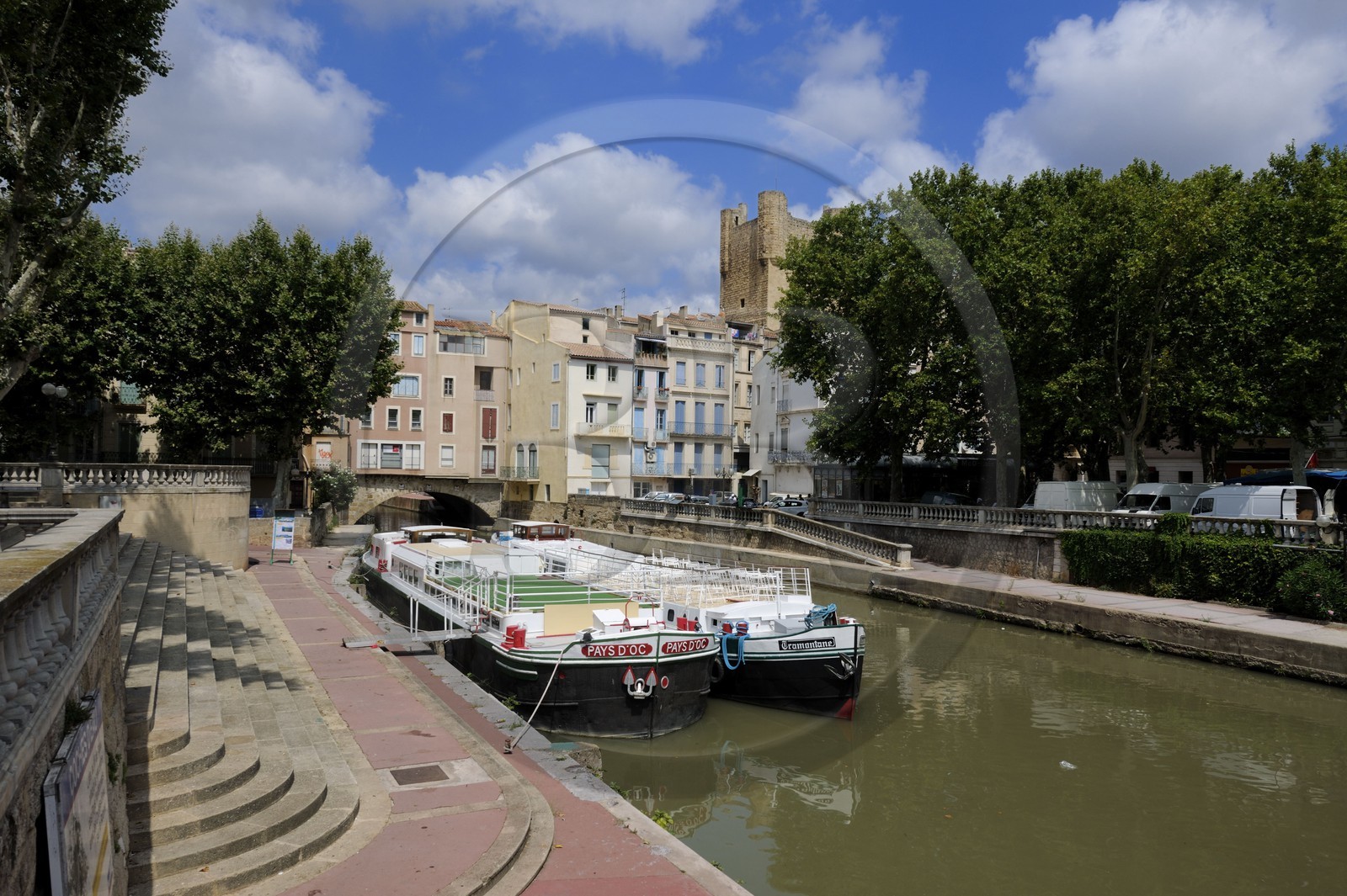 France, Aude (11), Narbonne, Canal de la Robine classé Patrimoine Mondial de l'UNESCO, Cours Mirabeau