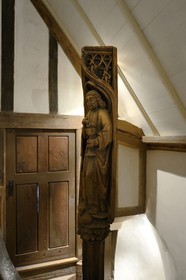 France, Finistere, Morlaix museum, 15th century half-timbered house with interior bridges called Maison a lanterne or Maison a pondalez