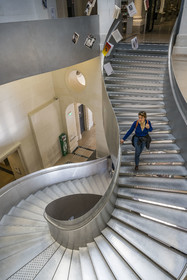 France, Paris (75), Bibliothèque Nationale de France (National Library of France), Richelieu site, spiral staircase of the main hall