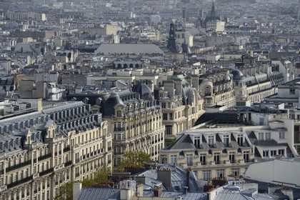 France, Paris (75), immeubles du boulevard Haussmann et le boulevard Montmartre