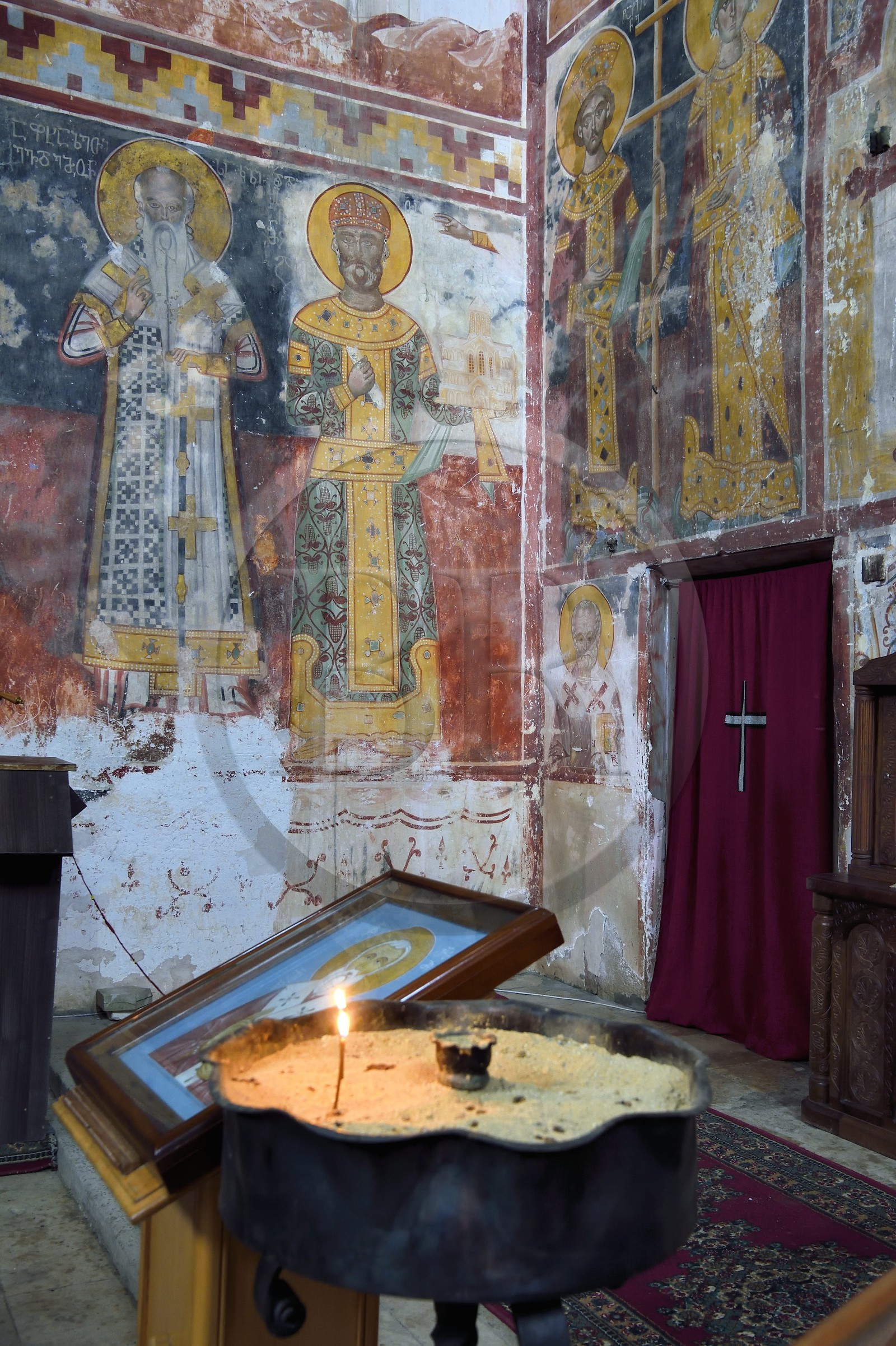 Géorgie, Iméréthie, Kutaissi, monastère de Ghelati, classé Patrimoine Mondial de l'UNESCO, le roi David IV, également connu sous le nom de David le constructeur (au centre)