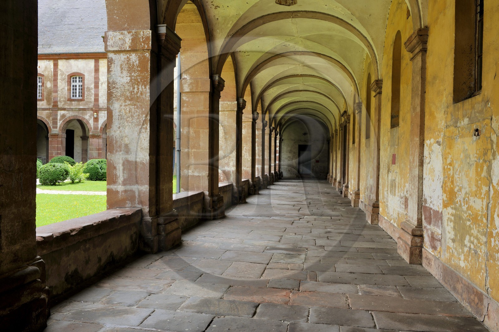 France, Vosges, Senones, capital of the former principality of Salm Salm which used to be part of France in 1793, cloister of the Abbey France, Vosges, Senones, capital of the former principality of Salm Salm which used to be part of France in 1793, cloister of the Abbey