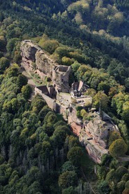 France, Bas Rhin, le Haut-Barr Castle (aerial view)