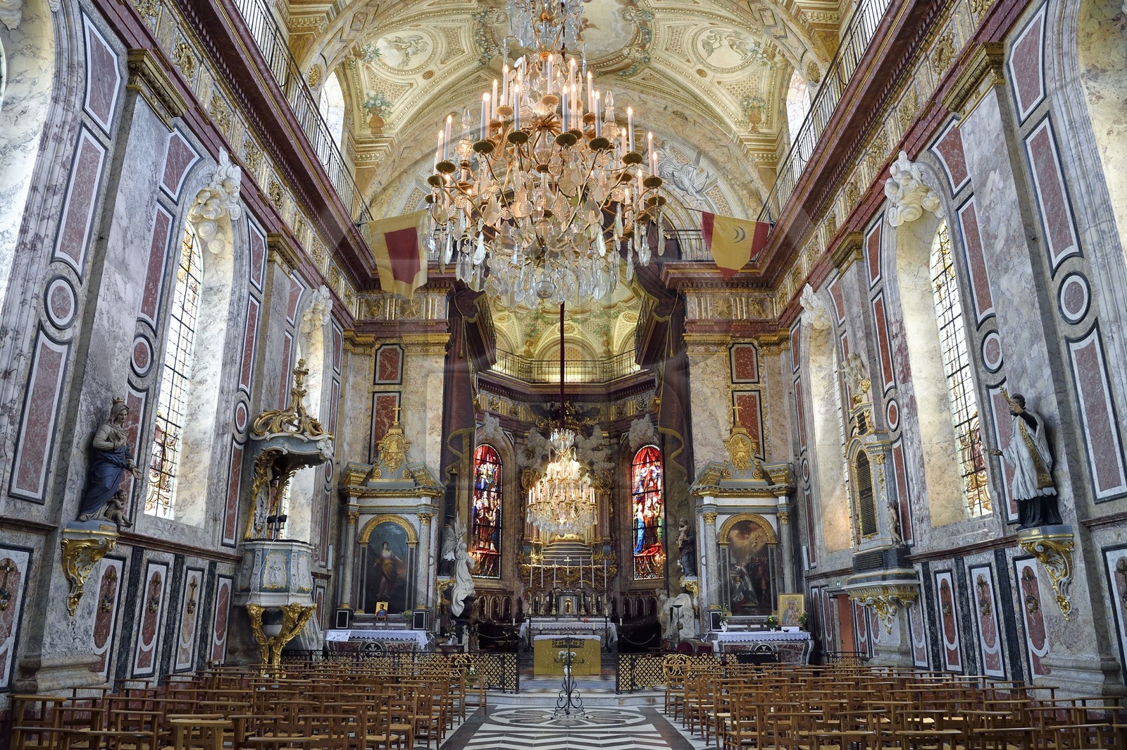 France, Meurthe et Moselle (54), Nancy, l'église Notre-Dame-de-Bonsecours-de-Nancy par l'architecte Héré qui abrite les tombeaux de Catherine Opalinska et de Stanislas Leszczynski