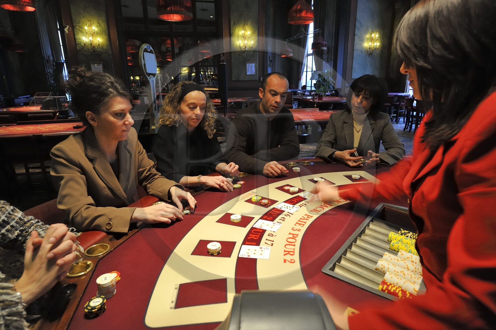 France, Calvados (14), Pays d'Auge, Deauville, le Casino, table de Black Jack