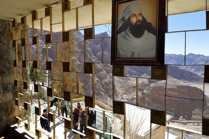 Iran, Yazd province, Chak Chak fire temple home of one of the most sacred mountain shrines of Zoroastrianism, portrait of Zarathushtra (Zoroaster)