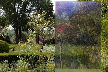 France, Val d'Oise, French Vexin natural regional park, Auvers sur Oise, reproduction of Van Gogh, garden in Doctor Gachet house