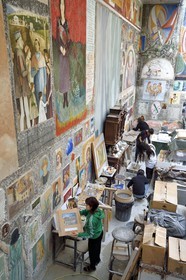 France, Paris, Saint Germain des Pres district, Ecole nationale superieure des Beaux-Arts (Fine Arts school), the fresco workshop by Philippe Bennequin