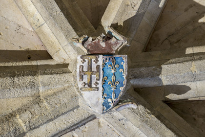France, Bouches du Rhone, Tarascon, King René's castle dating from the 15th century, coat of arms of King René in the Ummer chapel