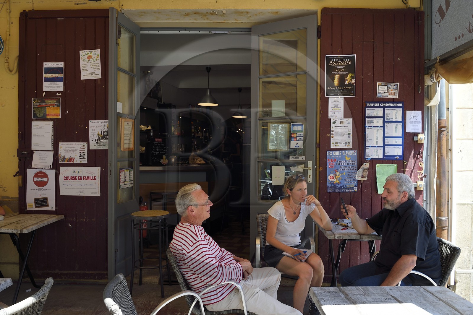 France, Var, Provence Verte, Correns, 1st organic village of France, terrace of Café