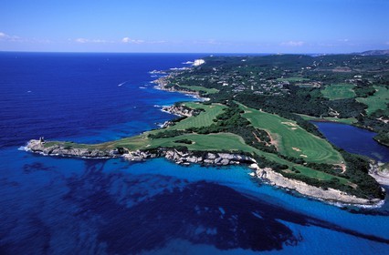 France, Corse du Sud, headland and the Gulf of Sperone (aerial view)