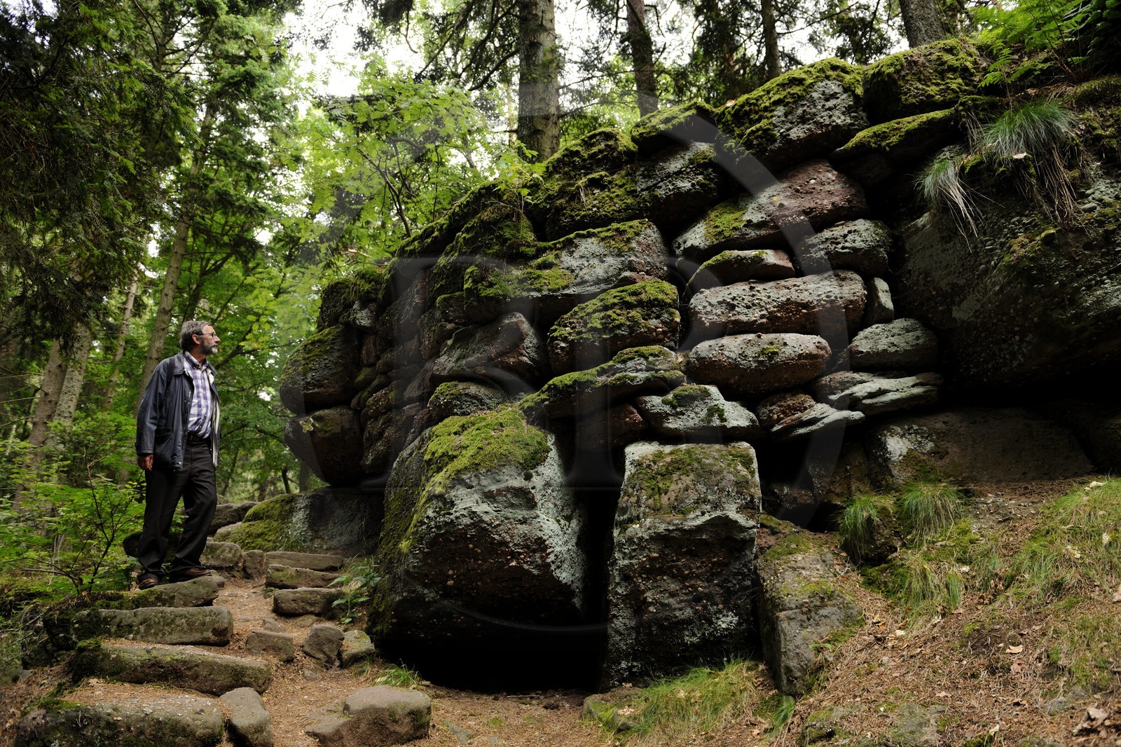 France, Bas-Rhin (67), le Mont Saint-Odile, le mur païen