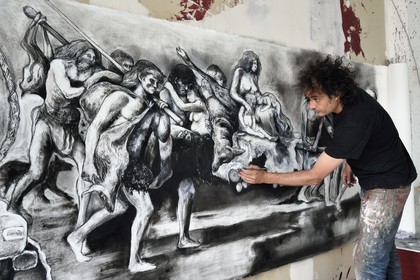 France, Val-de-Marne, Yvry-sur-Seine, Workshop of Fred Kleinberg, work for the exhibition Odyssée (Odyssey)