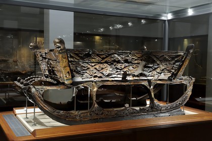 Norway, Oslo, Bygdoy Peninsula, Viking Boats Museum, objects found in Oseberg tomb of the 9th century, sleigh