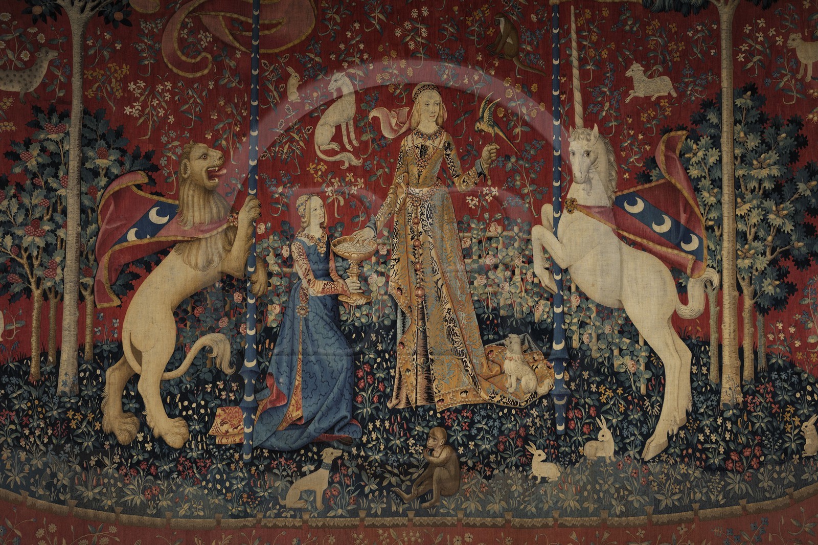 France, Paris (75), musée du Moyen-Age, ancien hôtel de Cluny, La Dame à la licorne est une série de six tapisseries datant de la fin du 15ème siècle