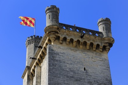 France, Gard, Uzes, listed as town of art and history, Duke's castle called the Duche d'Uzes, listed as historical monument, the Bermonde Tower