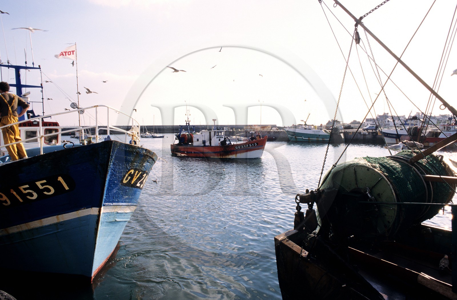 France, Finistère (29), Lesconil, chalutiers au retour de pêche