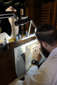 Israel, Negev Desert, Masada fortress, listed as World Heritage by UNESCO, synagogue, copy with a feather of the Torah