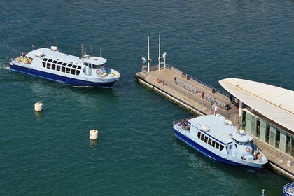 France, Var, Toulon, water bus pier of the Maritime Station quay Kronstadt on the port