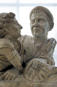 Italy, Tuscany, Val di Cecina, Volterra, Museo Etrusco Guarnacci (Guarnacci Etruscan Museum), urn called The Old Married couple (Urna depli sposi)