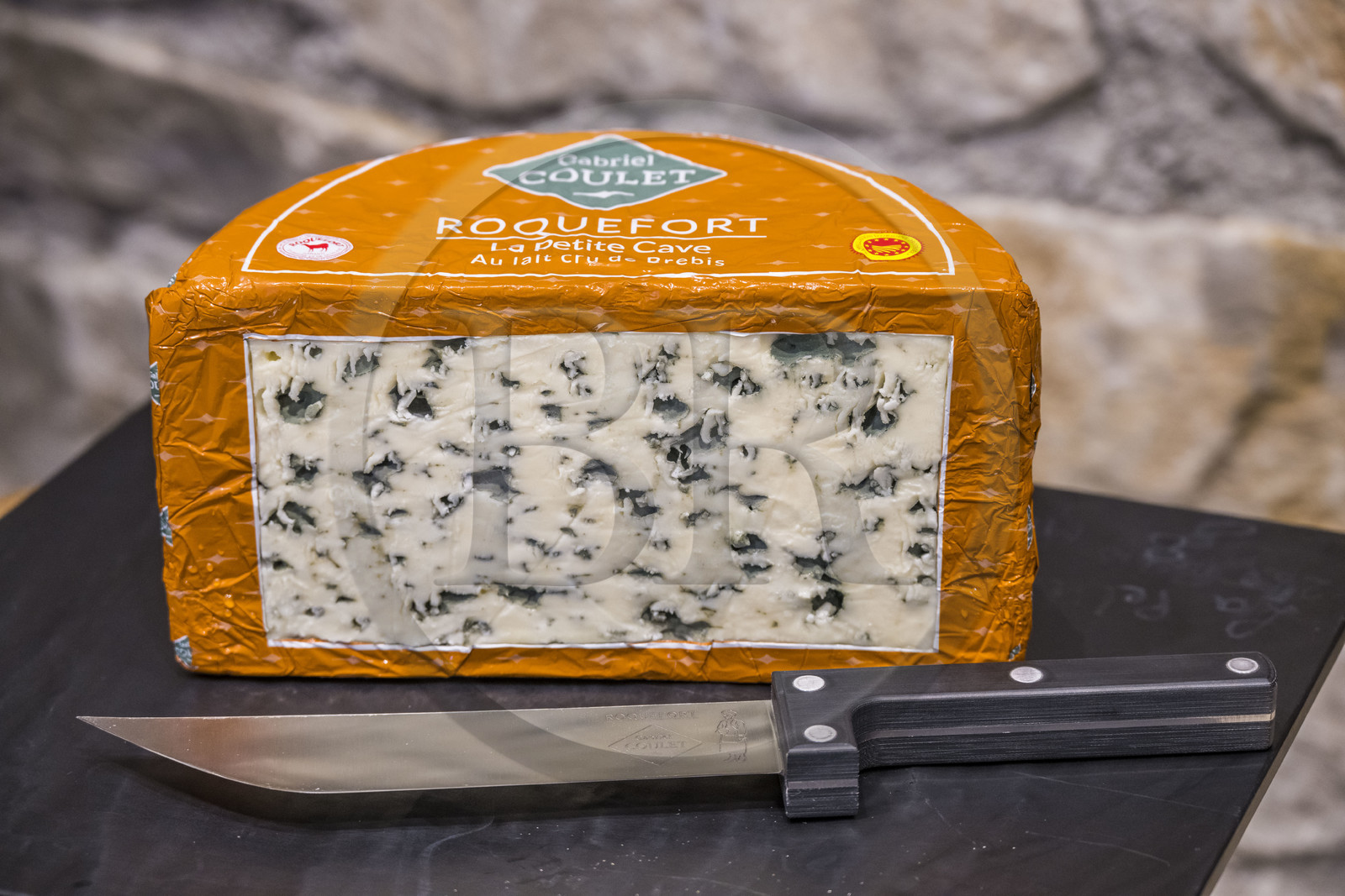 France, Aveyron (12), parc naturel régional des Grands-Causses, Roquefort-sur-Soulzon, le fromage de Roquefort de la marque Gabriel Coulet