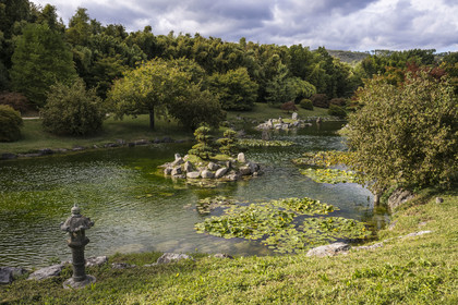 France, Gard, Generargues towards Anduze, Bambouseraie en Cévennes (Bamboo garden), the japanese garden