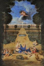 France, Yvelines, Chateau de Versailles, listed as World Heritage by UNESCO, the Grand Trianon, gallery exhibits 21 paintings of the Versailles Grove by Cotelle