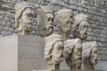 France, Paris, Musee du Moyen-Age (Middle Ages Museum), the former Hotel de Cluny, heads of kings of Judas coming from the Gallery of Kings of Notre-Dame