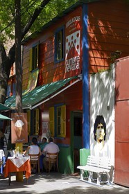 Argentina, Buenos Aires, La Boca district, detail of a facade showing Diego Maradona on Magallanes street near Caminito street