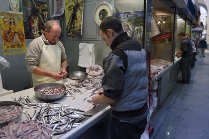 Spain, Andalusia, Malaga,  Mercado Central de Atarazanas, the fish market in the central market