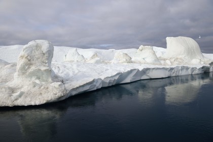 Groenland, cote ouest, baie de Disko, Ilulissat, fjord glacé classé Patrimoine Mondial de l'UNESCO qui est l’embouchure maritime du glacier Sermeq Kujalleq