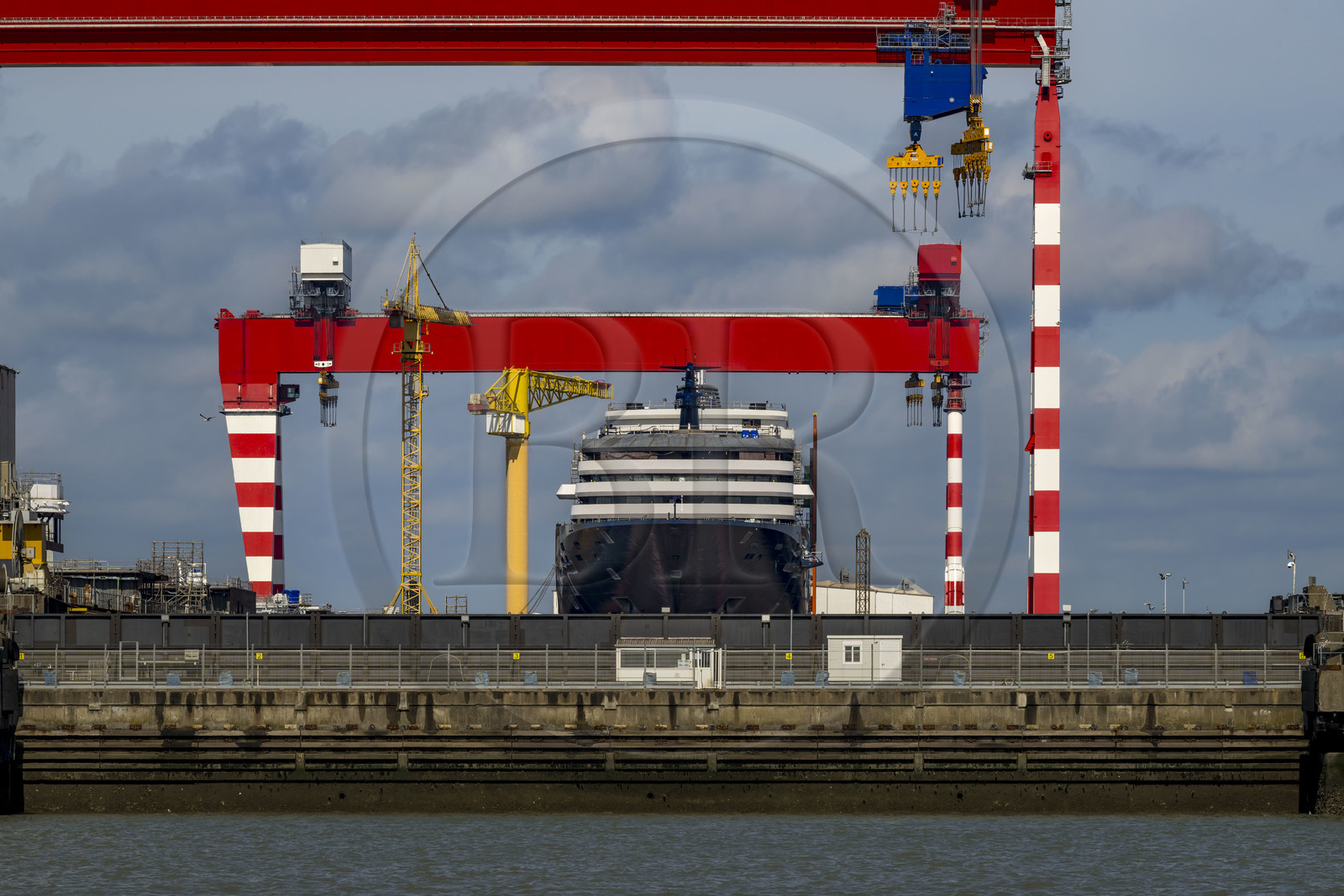 France, Loire Atlantique, Saint Nazaire, the Chantiers de l'Atlantique, Luxury yacht under construction