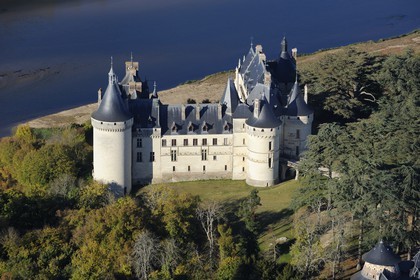 France, Loir et Cher, Loire Valley, listed as World Heritage by UNESCO, Chaumont sur Loire, the castle (aerial view)