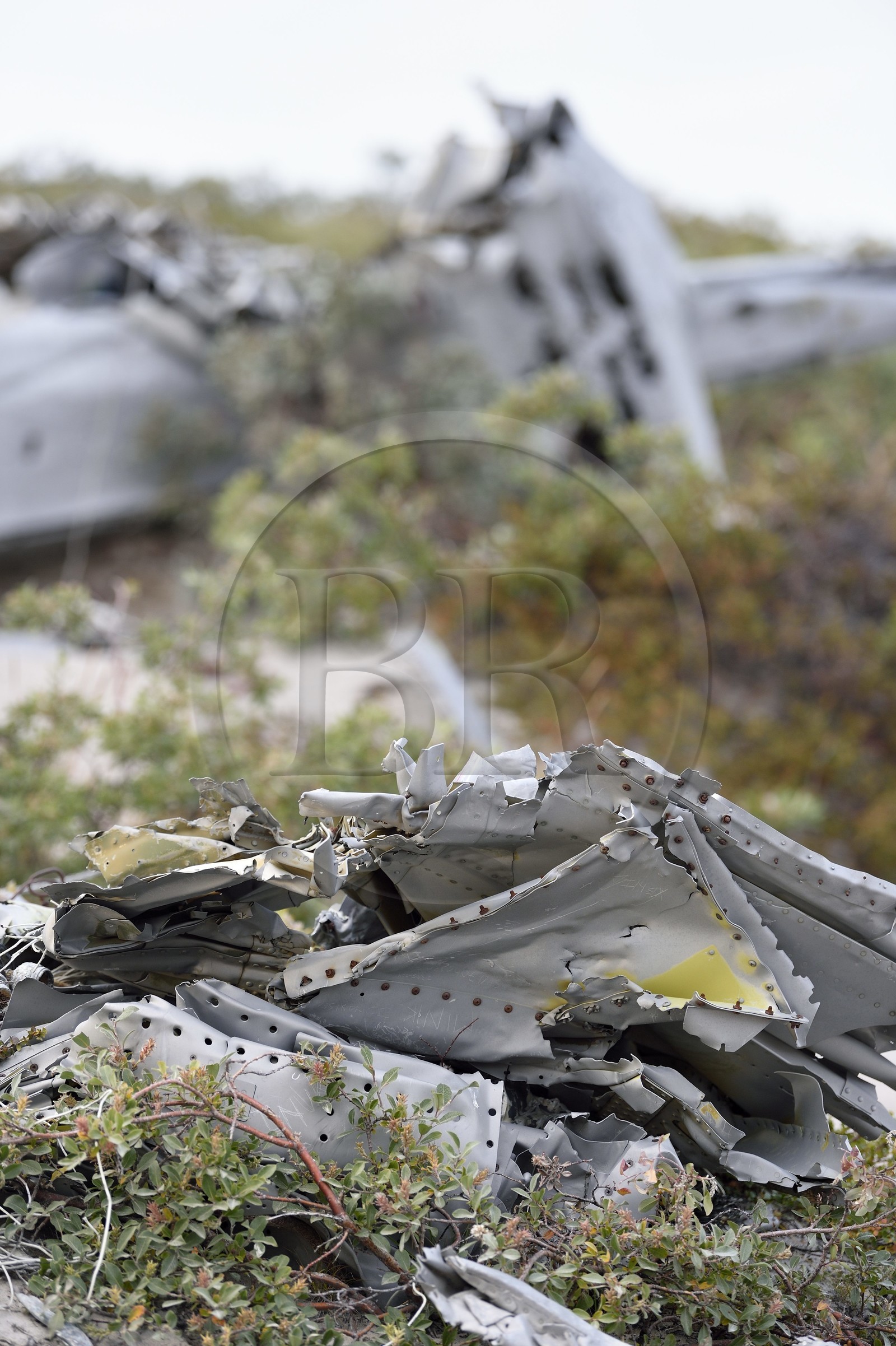 Groenland, région du centre ouest vers Kangerlussuaq, épave d'un Lockheed T-33 de l'US Air Force qui s'est écrasé en 1968