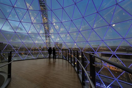 United Kingdom, Northern Ireland, Belfast, the Victoria Square commercial center glass dome measuring 35m in diameter gives a large view over the city