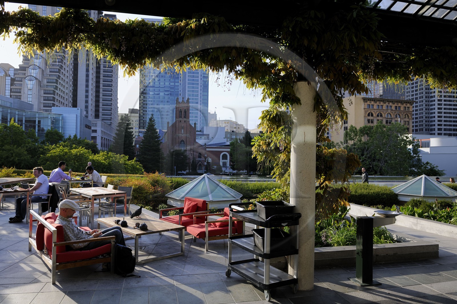Etats-Unis, Californie, San Francisco, salon de thé des Yerba Buena Gardens dans le quartier de South Of Market