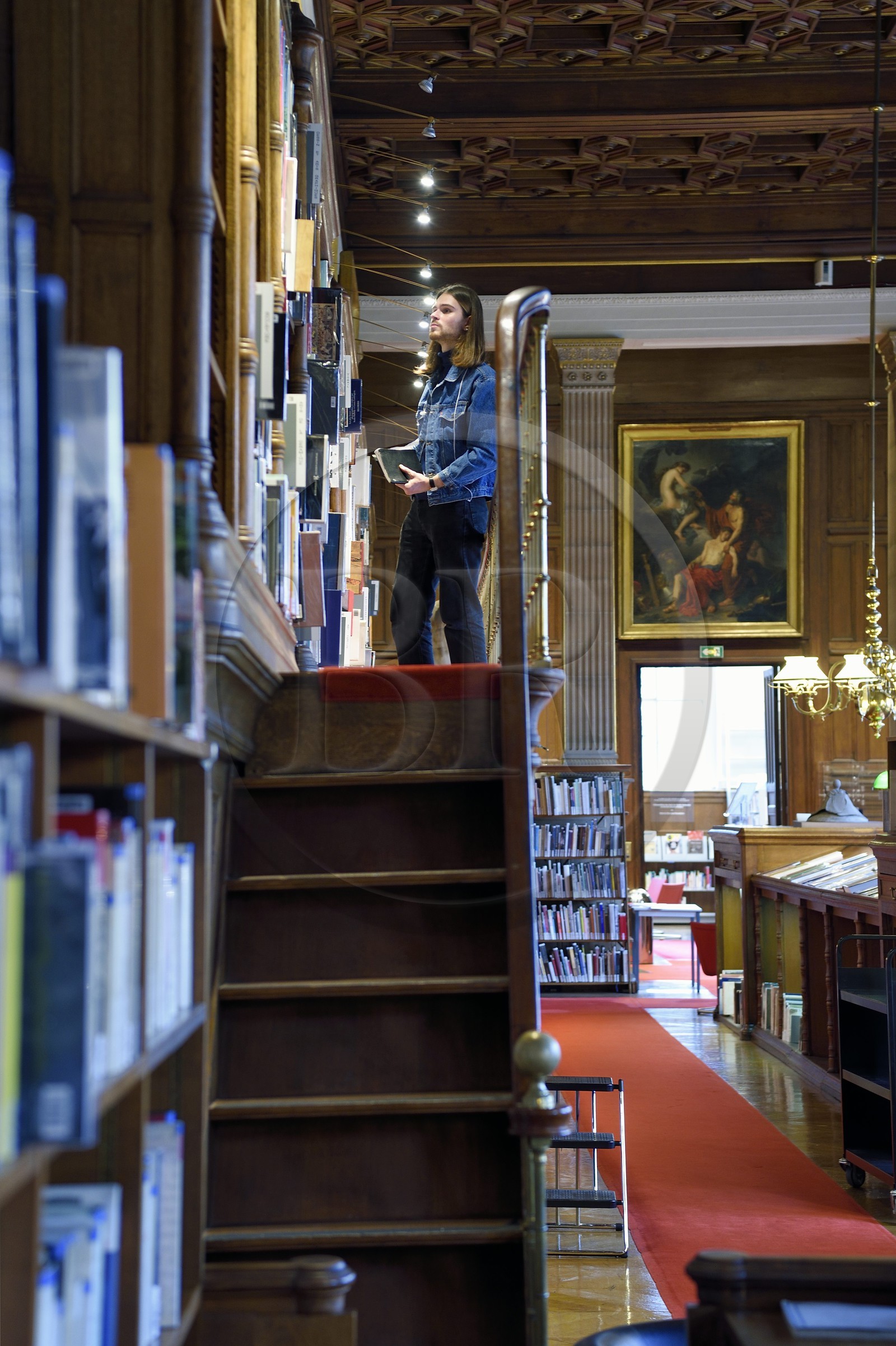 France, Paris (75), quartier de Saint-Germain-des-Prés, Ecole nationale supérieure des Beaux-Arts, la bibliothèque dans le Palais des Etudes