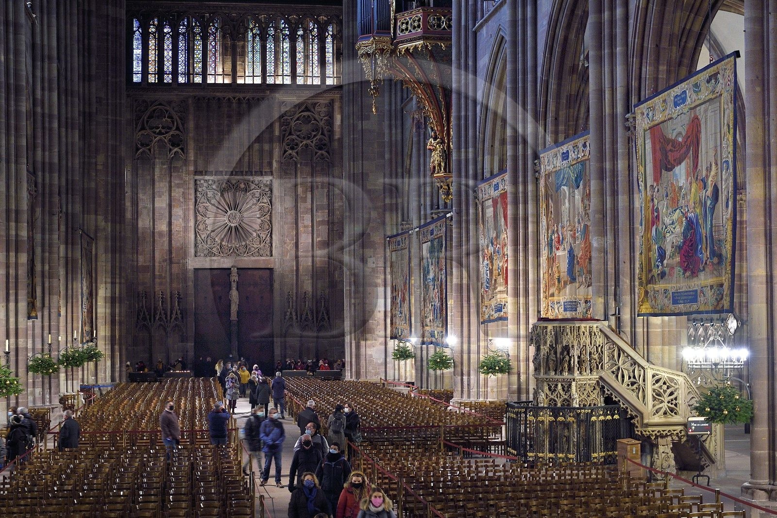 France, Bas Rhin, Strasbourg, old town listed as World Heritage by UNESCO, Notre Dame Cathedral, the Scenes from the Life of the Virgin made at the request of Richelieu are a series of fourteen tapestries hung in the nave during the Advent period