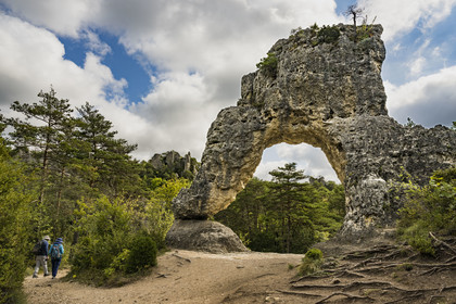 France, Aveyron, Causses and the Cevennes, cultural landscape of Mediterranean agro-pastoralism, listed as World heritage by UNESCO, Causse Noir, La Roque Sainte Marguerite, chaos of Montpellier-le-Vieux, the Cité de Pierres (City of Stones), rock named Gate of Mycenae