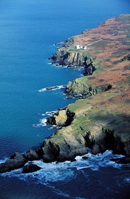 France, Morbihan (56), île de Groix, la réserve naturelle de la Pointe de Pen Men (vue aérienne)