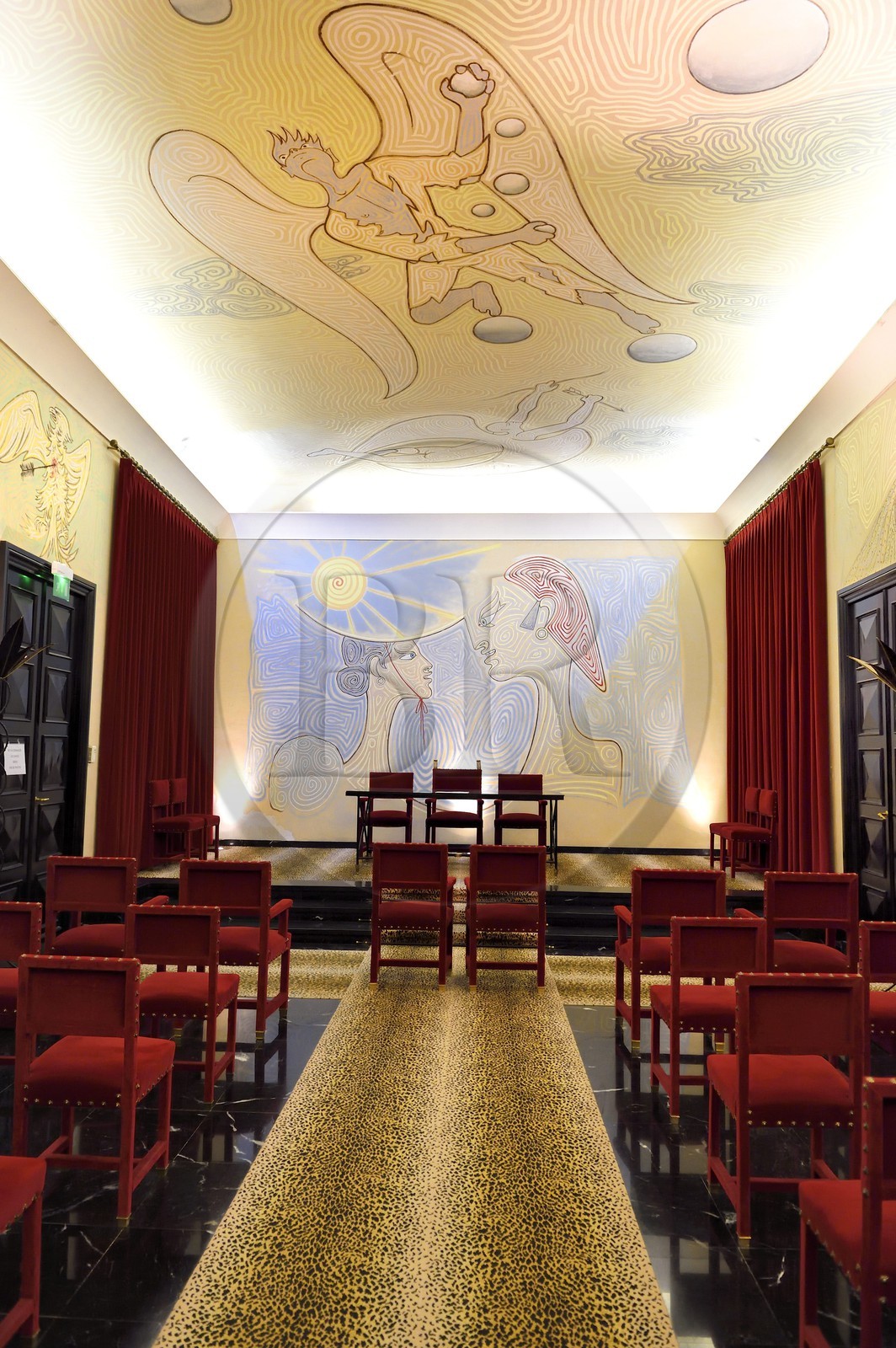 France, Alpes-Maritimes (06), Menton, l'Hotel de Ville, la salle des mariages entièrement décorée par Jean Cocteau en 1957