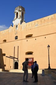 France, Haute Corse, Bastia, the Citadel district of Terra Nova, the palace of the Genoese governors that hosts the Musee d'Histoire de Bastia (Museum of Bastia History), main entrance by the old drawbridge on the Dungeon place