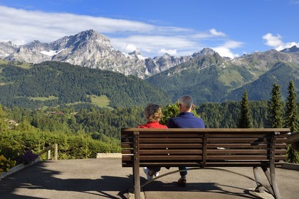 Switzerland, Canton of Vaud, Villars-sur-Ollon, panorama of the  massif of Argentine overlooking Solalex