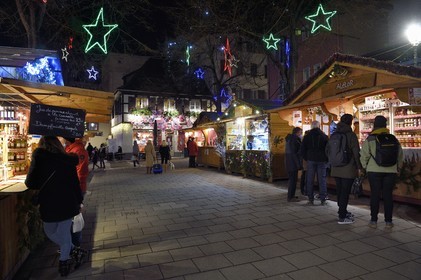 France, Bas Rhin, Strasbourg, old town listed as World Heritage by UNESCO, Market of the irreducible small producers of Alsace on the place des Meuniers